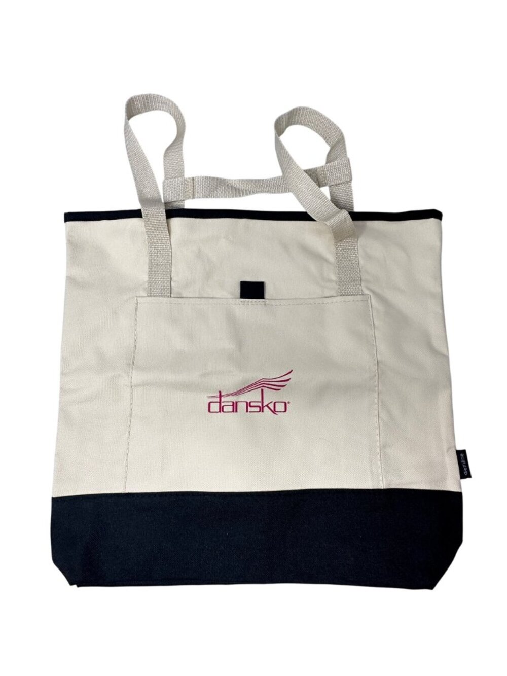 Dansko Gemline Convertible Tote Bag Backpack Beige Black Canvas Outer Pocket